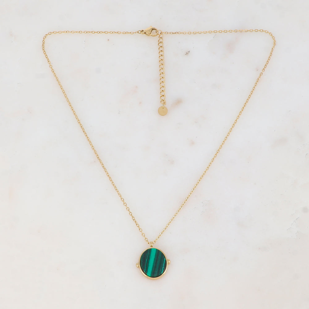 Collier avec pendentif ovale serti d'une pierre naturelle (40+5CM)