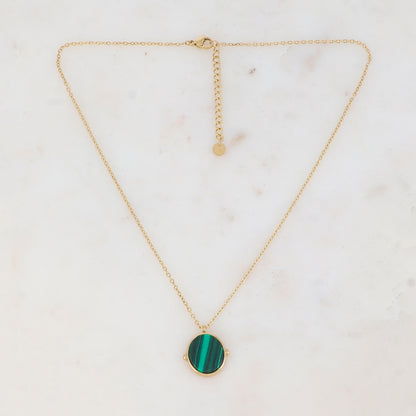 Collier avec pendentif ovale serti d'une pierre naturelle (40+5CM)
