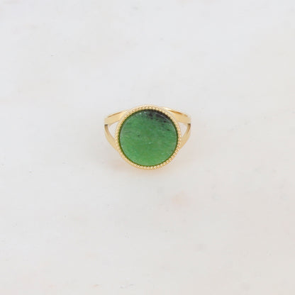 Bague ronde avec pierre naturelle - Turquoise africaine