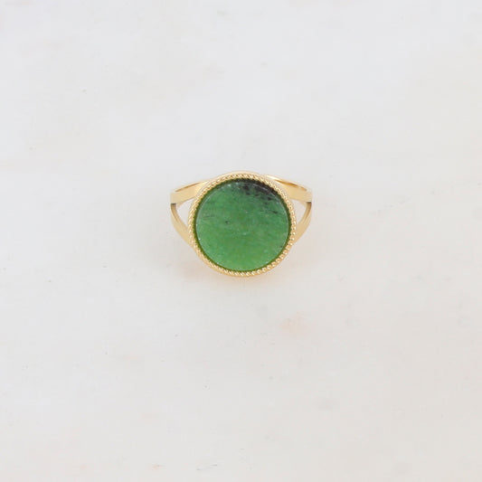 Bague ronde avec pierre naturelle - Turquoise africaine