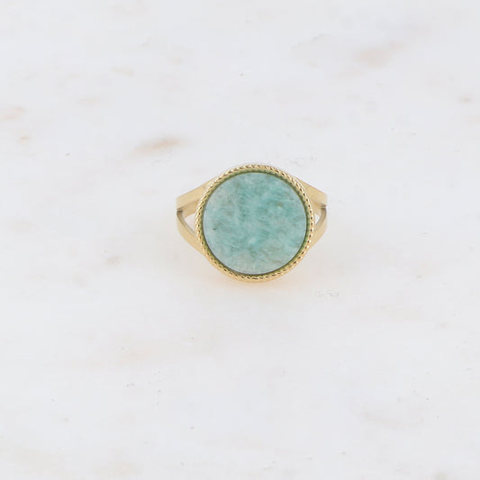 Bague ronde avec pierre naturelle - Amazonite