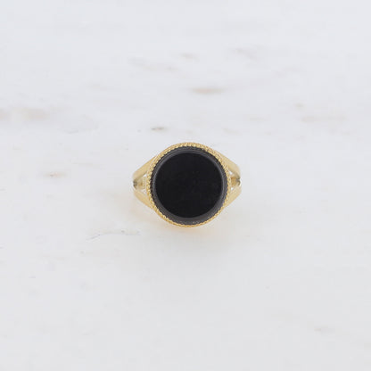 Bague ronde avec pierre naturelle - Onyx