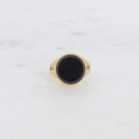 Bague ronde avec pierre naturelle - Onyx