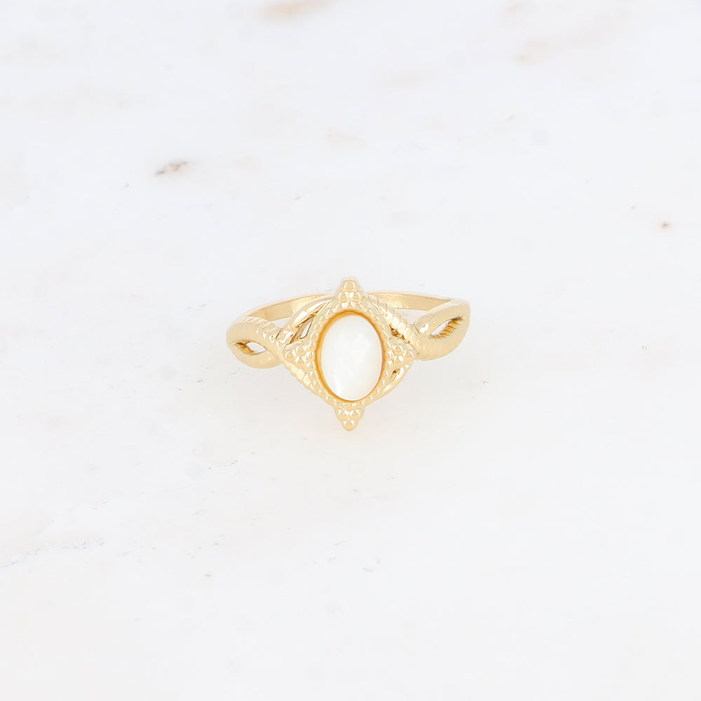 Bague avec pierre naturelle - Nacre