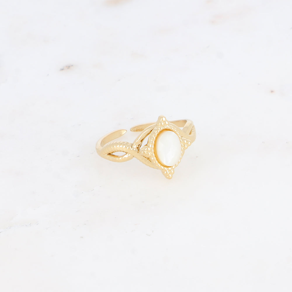 Bague avec pierre naturelle - Nacre