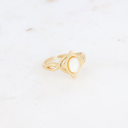 Bague avec pierre naturelle - Nacre