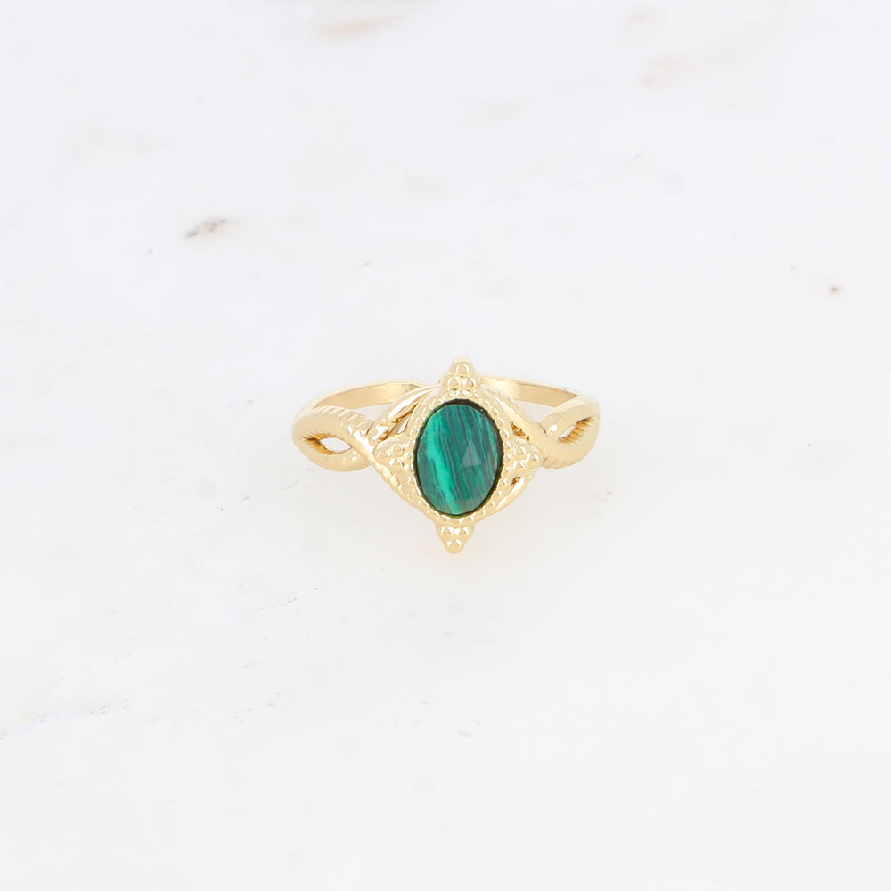 Bague avec pierre naturelle - Malachite
