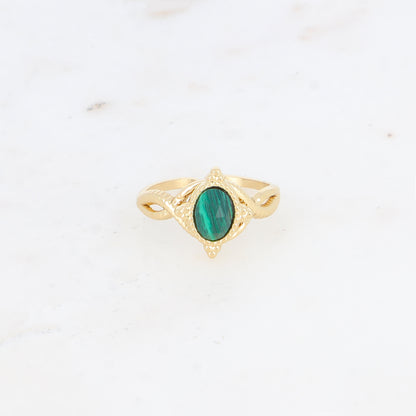 Bague avec pierre naturelle - Malachite