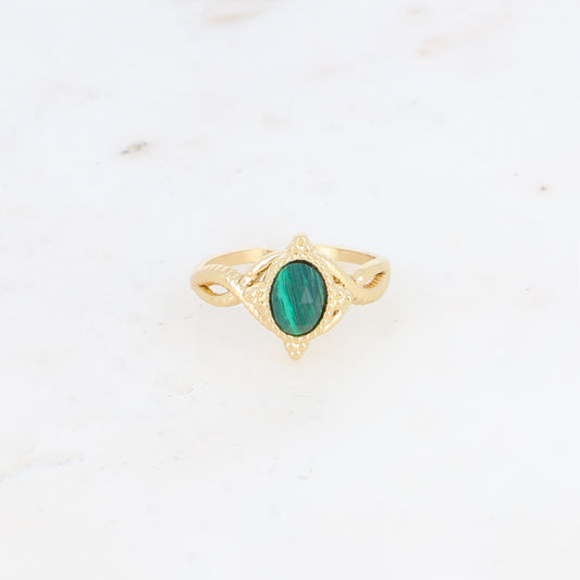 Bague avec pierre naturelle - Malachite