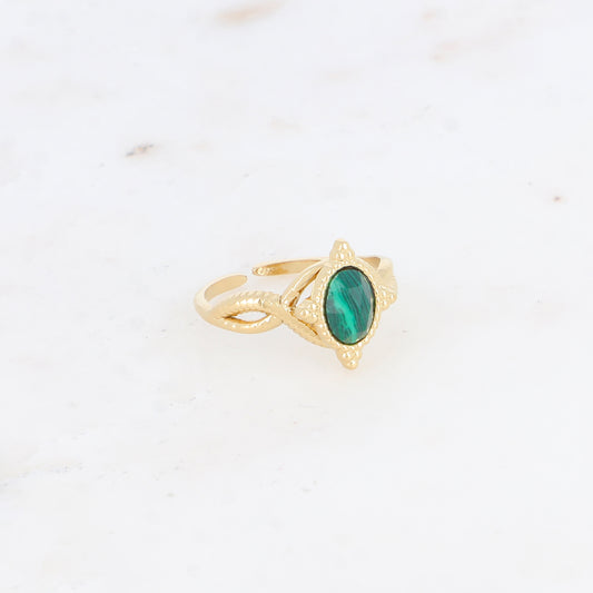Bague avec pierre naturelle - Malachite
