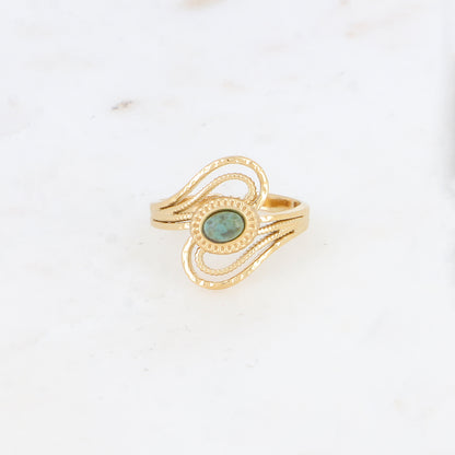 Bague ajourée avec pierre naturelle - Turquoise africaine