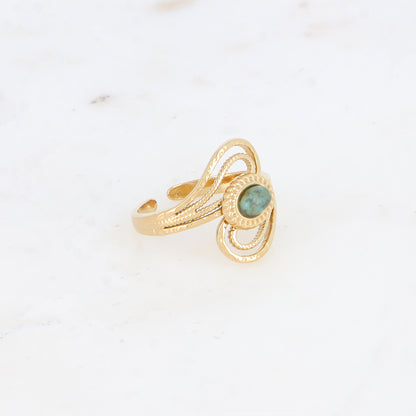 Bague ajourée avec pierre naturelle - Turquoise africaine