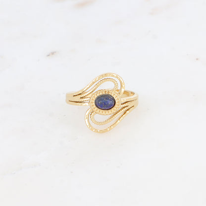 Bague ajourée avec pierre naturelle - Labradorite