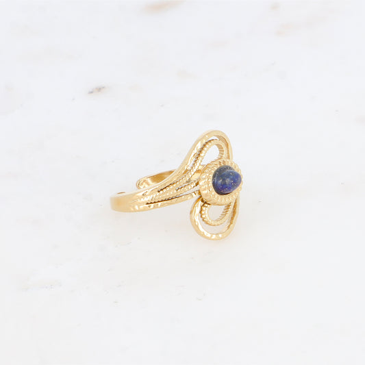 Bague ajourée avec pierre naturelle - Labradorite