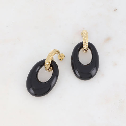 Créoles avec anneau en acétate 2,4x 4,4 cm.