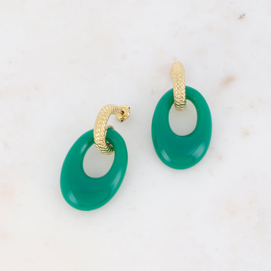 Créoles avec anneau en acétate 2,4x 4,4 cm.