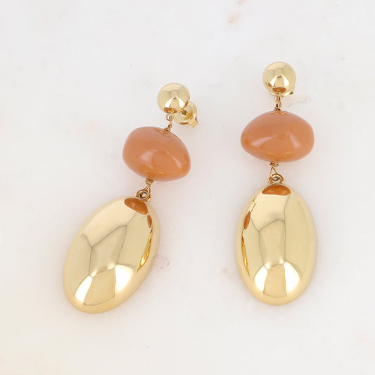 B.O. à puce avec pendent métallique et perle en acétate 1,9 x 5,6 cm