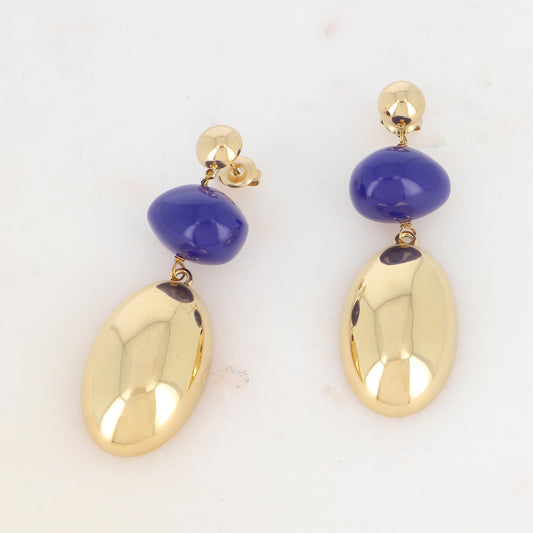 B.O. à puce avec pendent métallique et perle en acétate 1,9 x 5,6 cm
