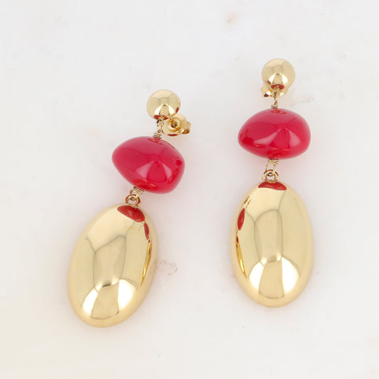 B.O. à puce avec pendent métallique et perle en acétate 1,9 x 5,6 cm