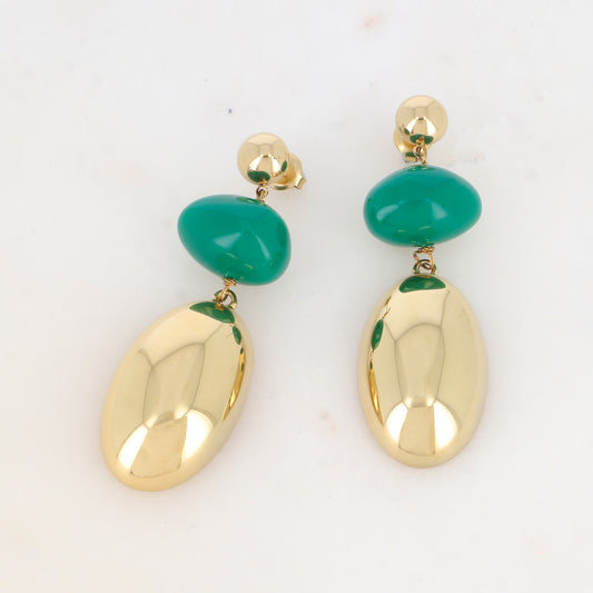 B.O. à puce avec pendent métallique et perle en acétate 1,9 x 5,6 cm