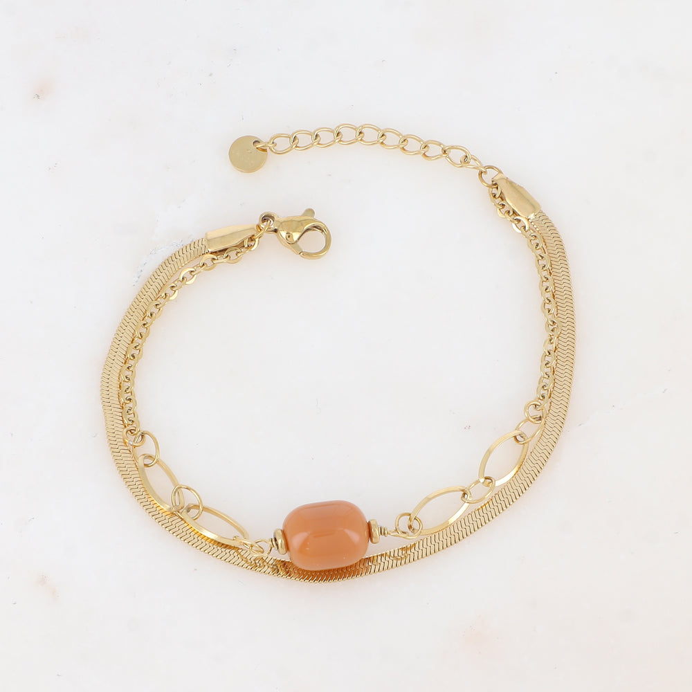 Bracelet double rangs avec résine
