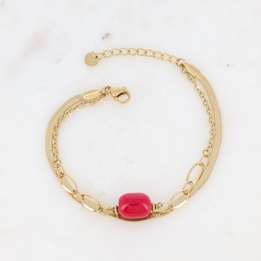 Bracelet double rangs avec résine