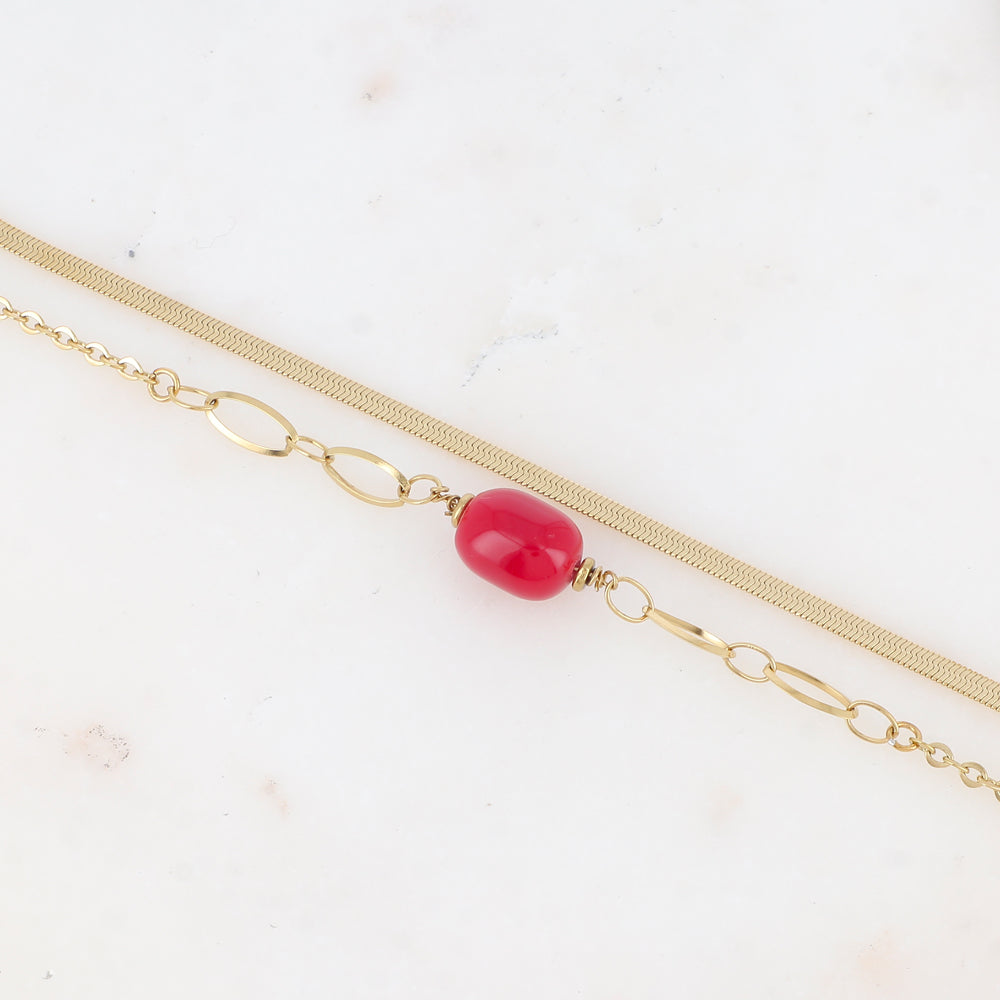 Bracelet double rangs avec résine
