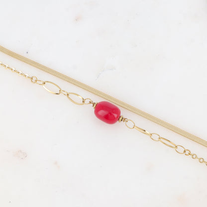 Bracelet double rangs avec résine