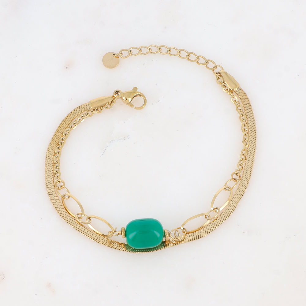 Bracelet double rangs avec résine