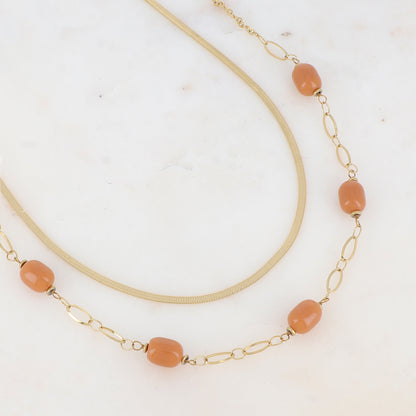 Collier double rangs avec résine (41/45.5+5CM)