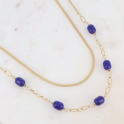 Collier double rangs avec résine (41/45.5+5CM)