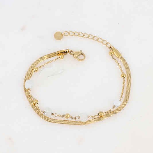 Bracelet double rangs avec pierres naturelles
