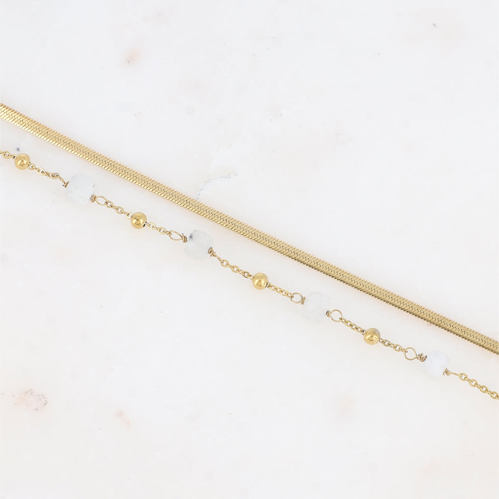 Bracelet double rangs avec pierres naturelles