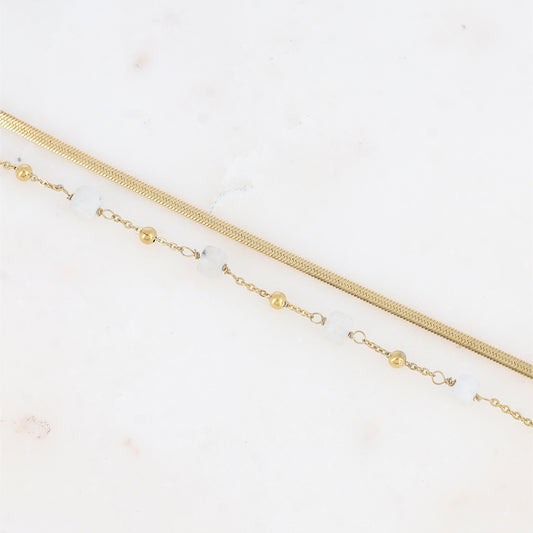 Bracelet double rangs avec pierres naturelles