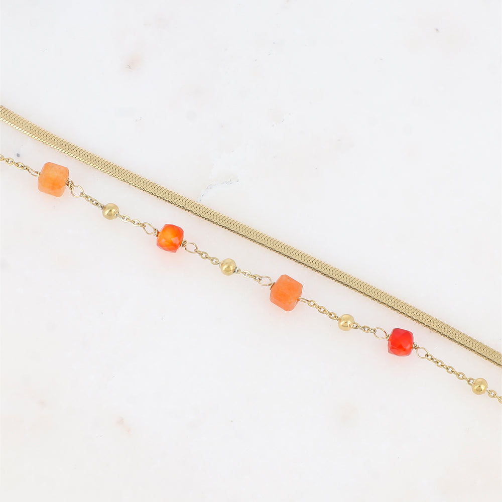 Bracelet double rangs avec pierres naturelles