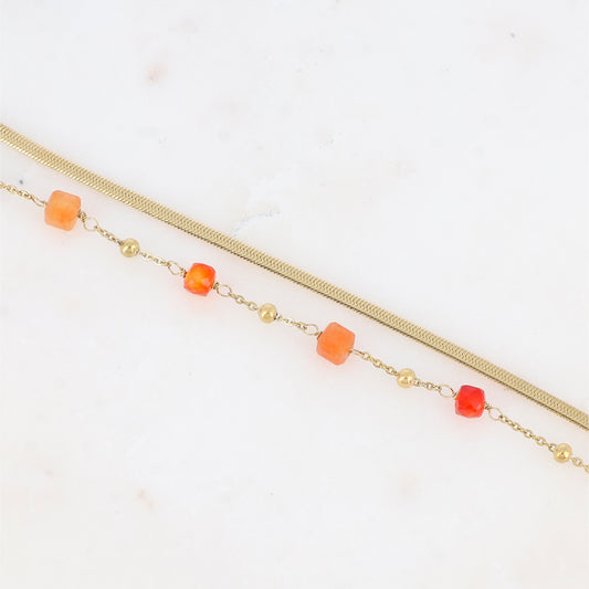 Bracelet double rangs avec pierres naturelles