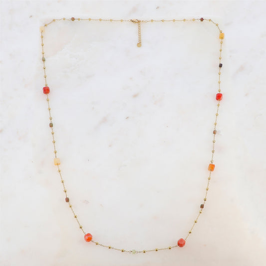 Sautoir avec pierres naturelles (90+5CM)