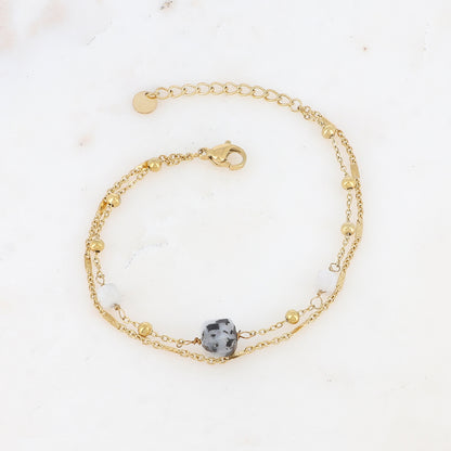 Bracelet double rangs avec pendant en pierre naturelle