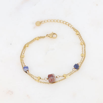 Bracelet double rangs avec pendant en pierre naturelle