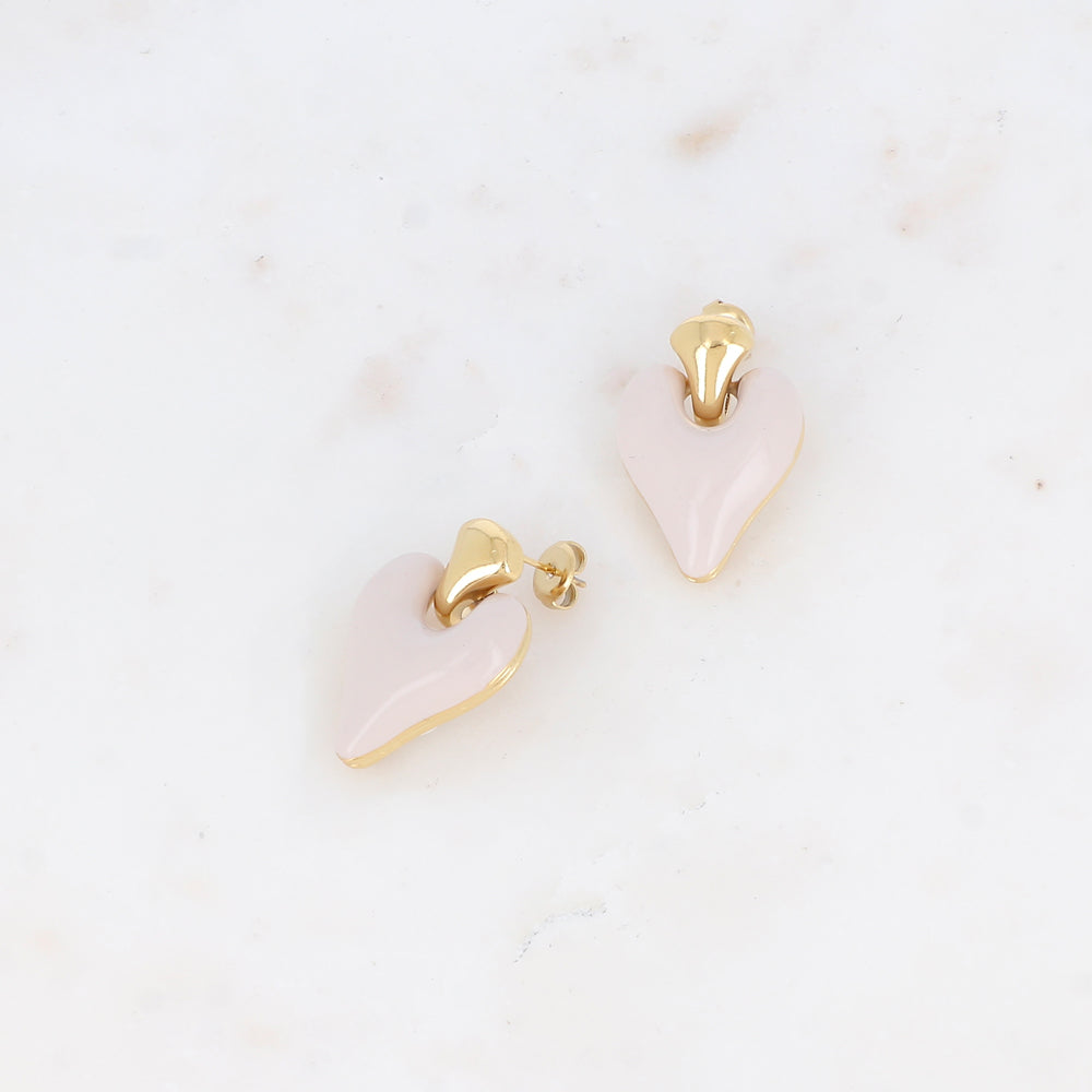 B.O. à puce avec pendant cœur émaillé 1,9 x 2,9 cm