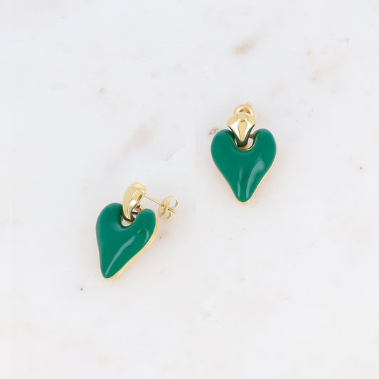 B.O. à puce avec pendant cœur émaillé 1,9 x 2,9 cm