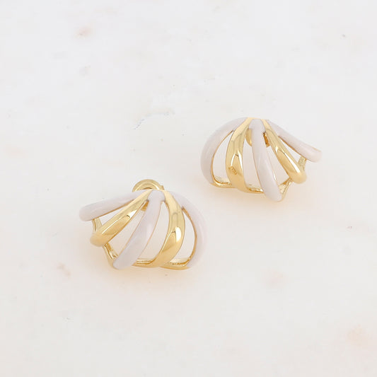 Créoles à puce 5 rangs avec émail 2,4 x 1,6cm