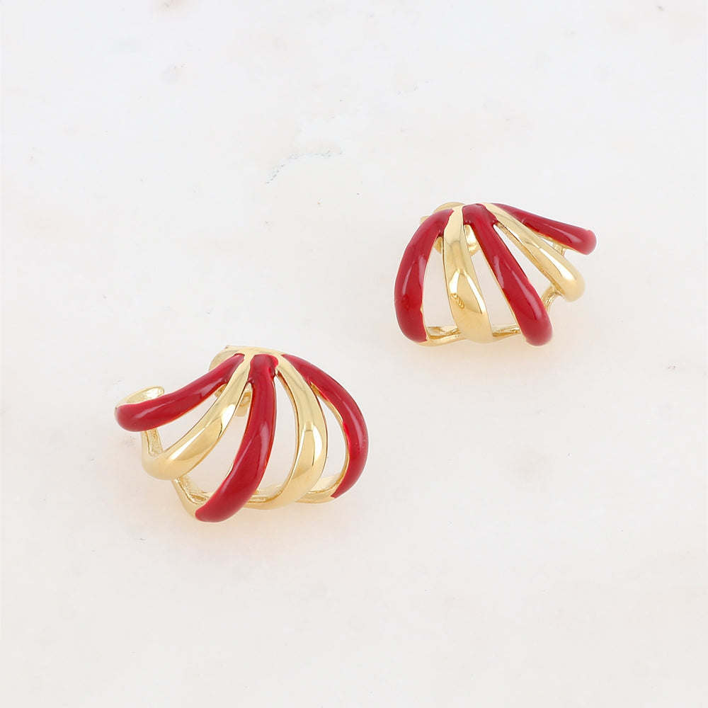 Créoles à puce 5 rangs avec émail 2,4 x 1,6cm