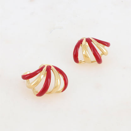 Créoles à puce 5 rangs avec émail 2,4 x 1,6cm