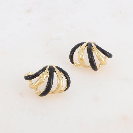 Créoles à puce 5 rangs avec émail 2,4 x 1,6cm