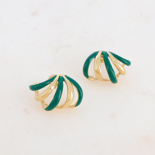 Créoles à puce 5 rangs avec émail 2,4 x 1,6cm