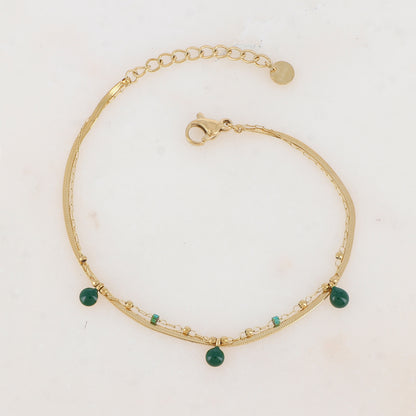 Bracelet double rangs avec perles de rocaille et pastilles émaillées