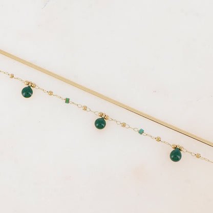 Bracelet double rangs avec perles de rocaille et pastilles émaillées