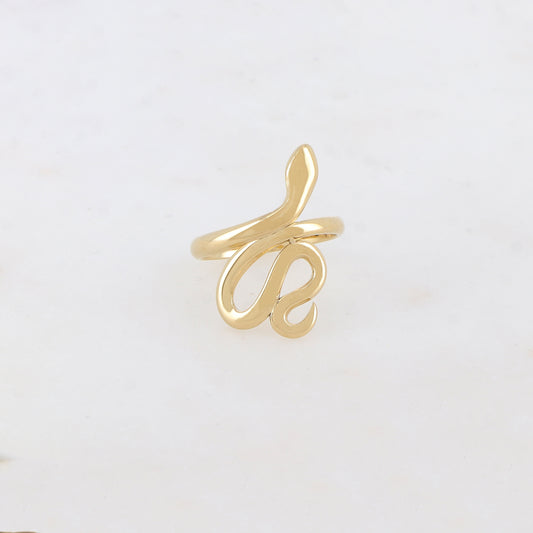 Bague lisse en forme de serpent, ajustable devant