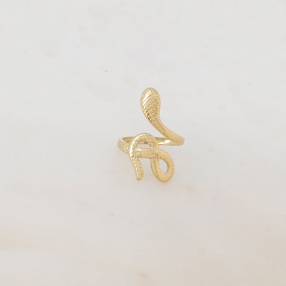 Bague fine en forme de serpent à motif carreaux